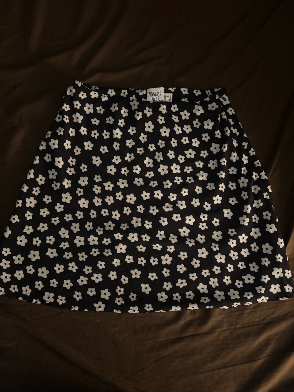 Princess Polly Black and White Floral A-Line Mini Skirt